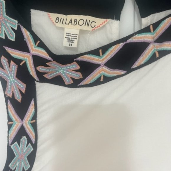 BILLABONG White Black MAXI DRESS TRIBAL DESIGN Large Size 10 12 Excellent! - Picture 4 of 5